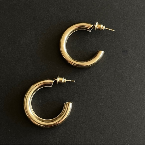 Bucatini Gold Hoop Fashion Earrings - NWT - Picture 3 of 9